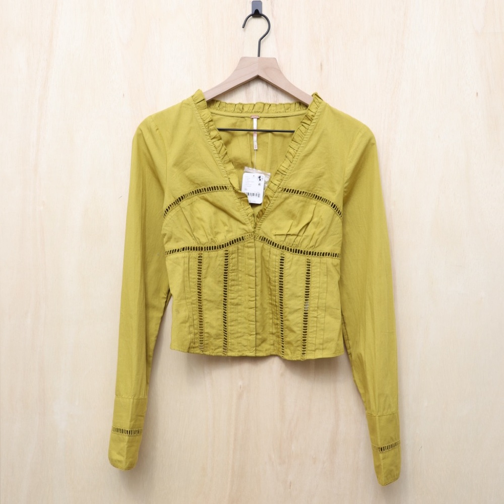 NWT Free People Frankie Corset Top Gold Lemon Party XS - Picture 2 of 4